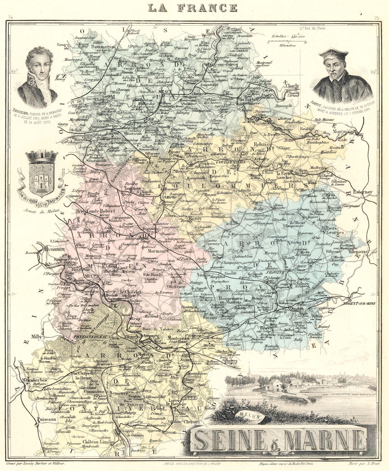 SEINE-ET-MARNE. Seine-et-Marne département. Melun vignette.Vuillemin 1903 map